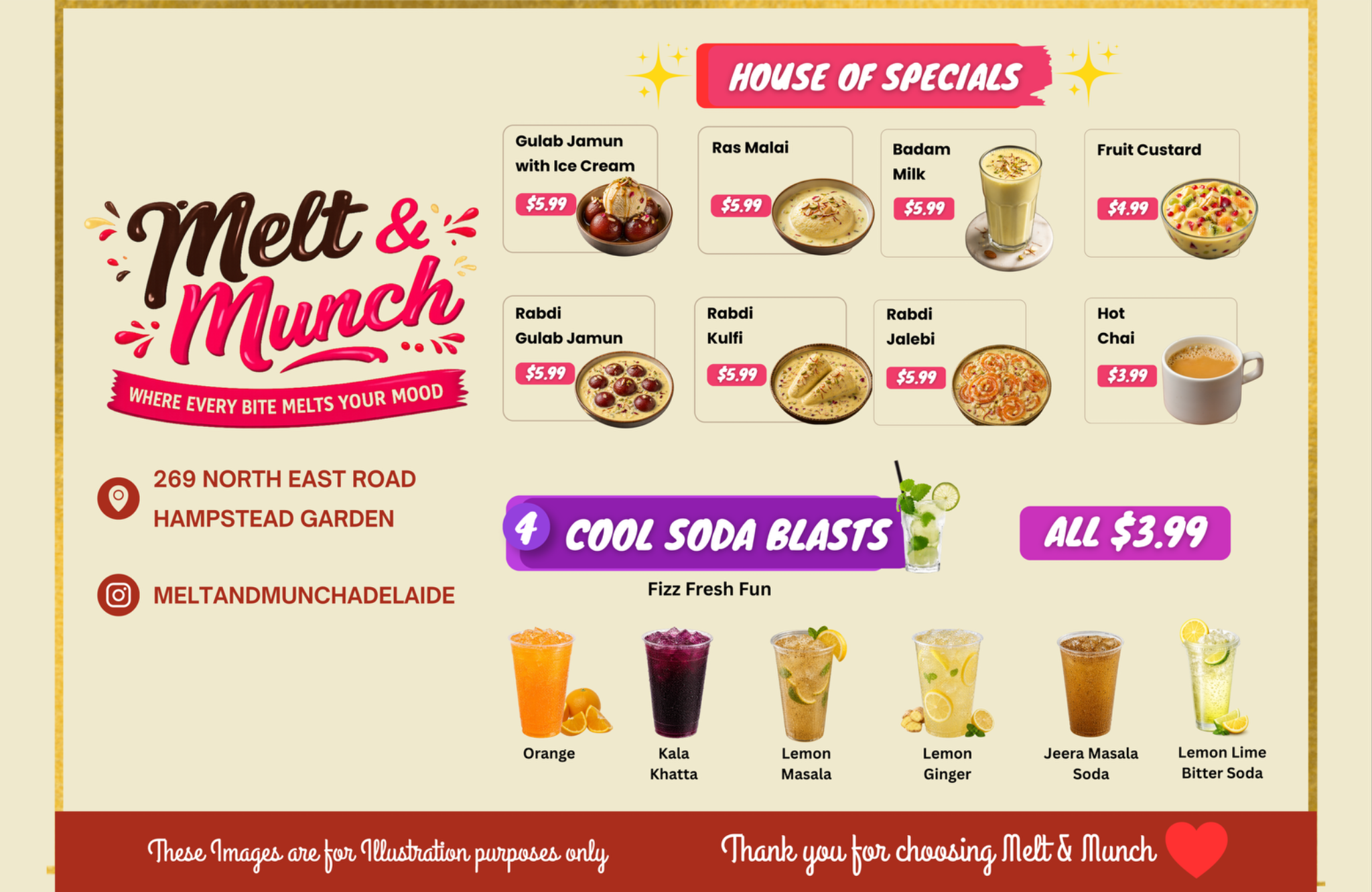 Specials and soda menu
